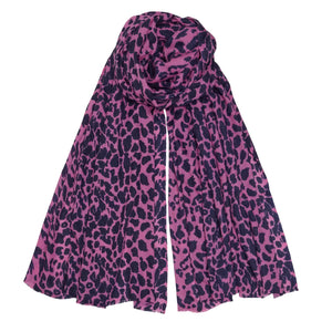 Leopard Pashmina - Pink/Navy