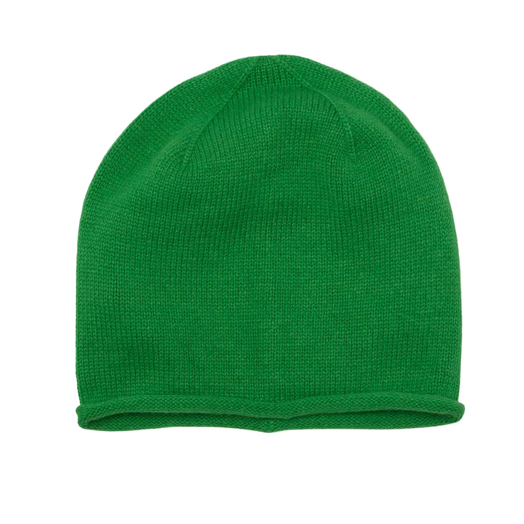NEW Cashmere Plain Knit Beanie - Bright Green