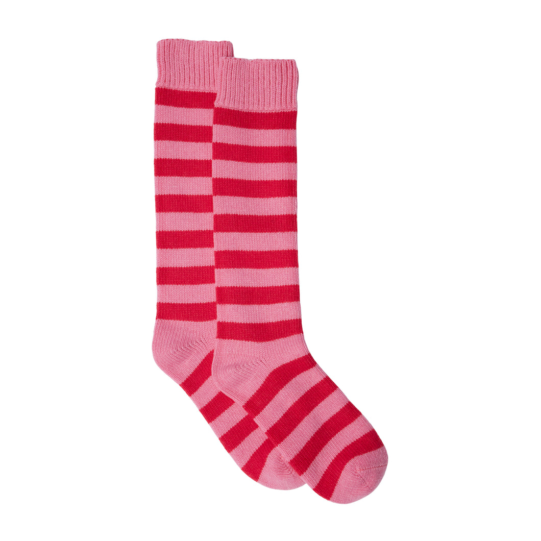 NEW Stripe Cashmere Mix Socks - Pink/Red