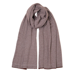 Cashmere Fine Stripe Scarf - Brown/Camel