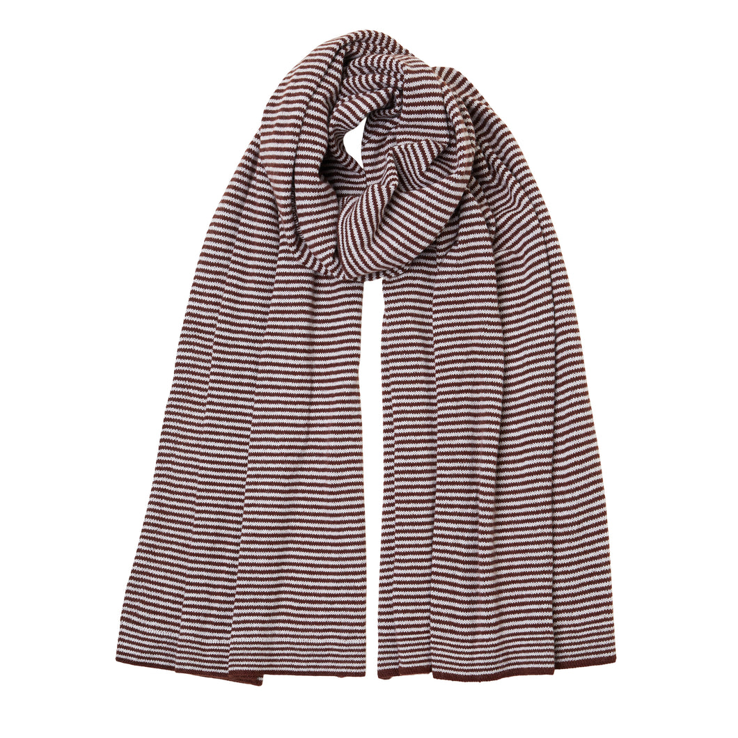 Cashmere Fine Stripe Scarf - Brown/Camel