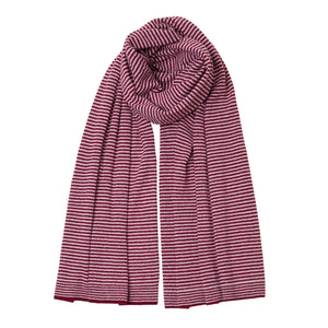 Cashmere Fine Stripe Scarf - Dusky Pink/Plum