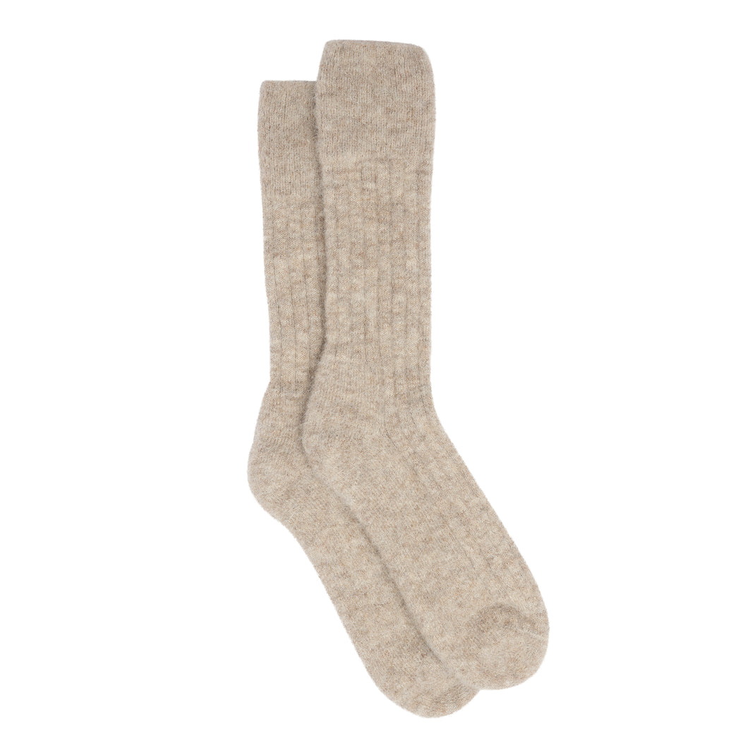 Oatmeal Alpaca Mix Padded Sole Bed Sock
