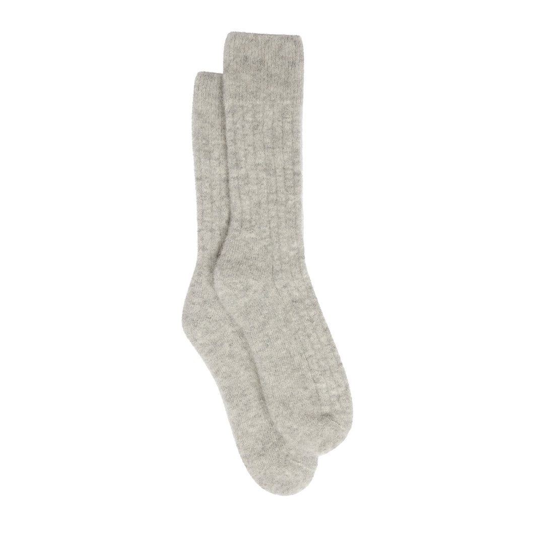 Pale Grey Alpaca Mix Padded Sole Bed Sock