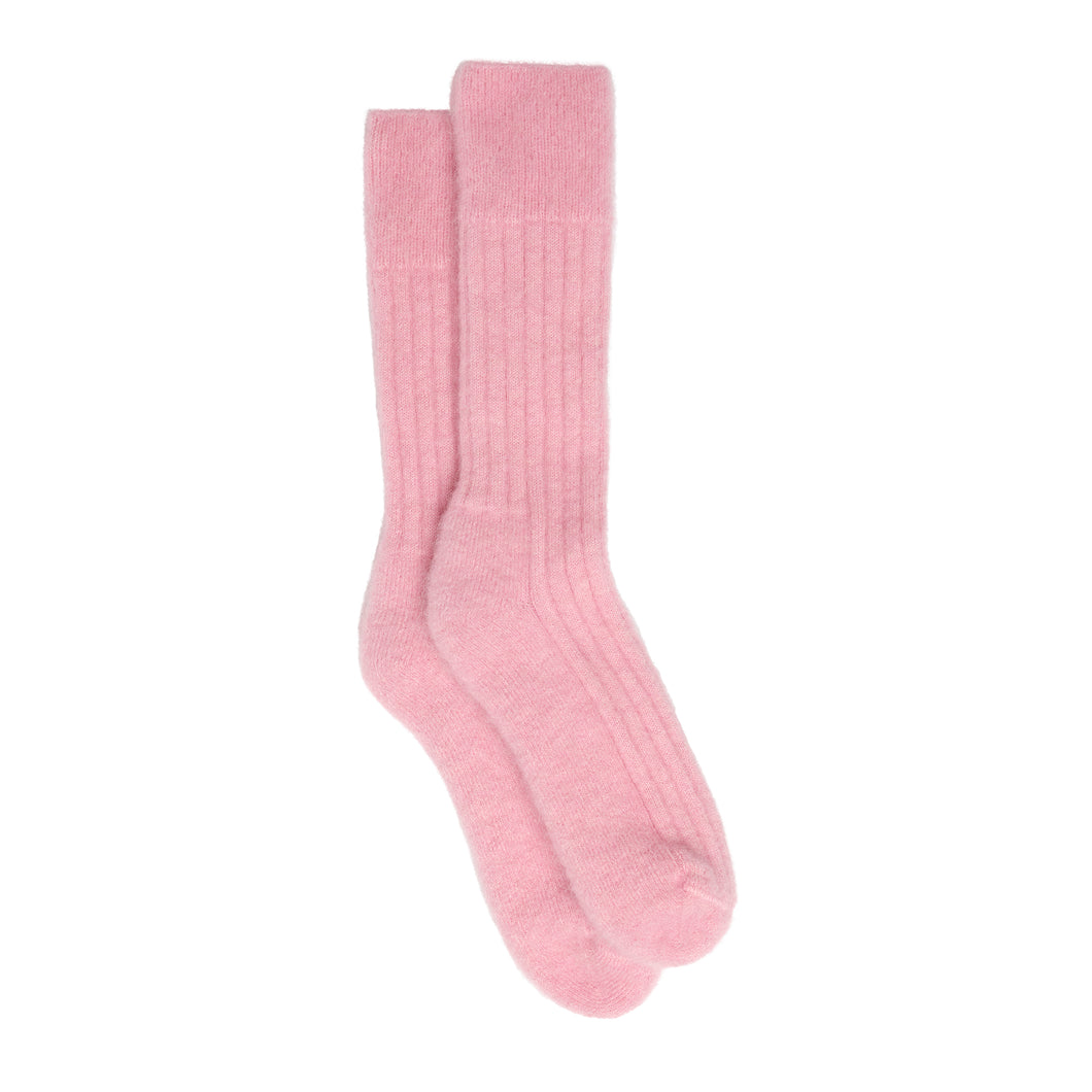 Baby Pink Alpaca Mix Padded Sole Bed Sock