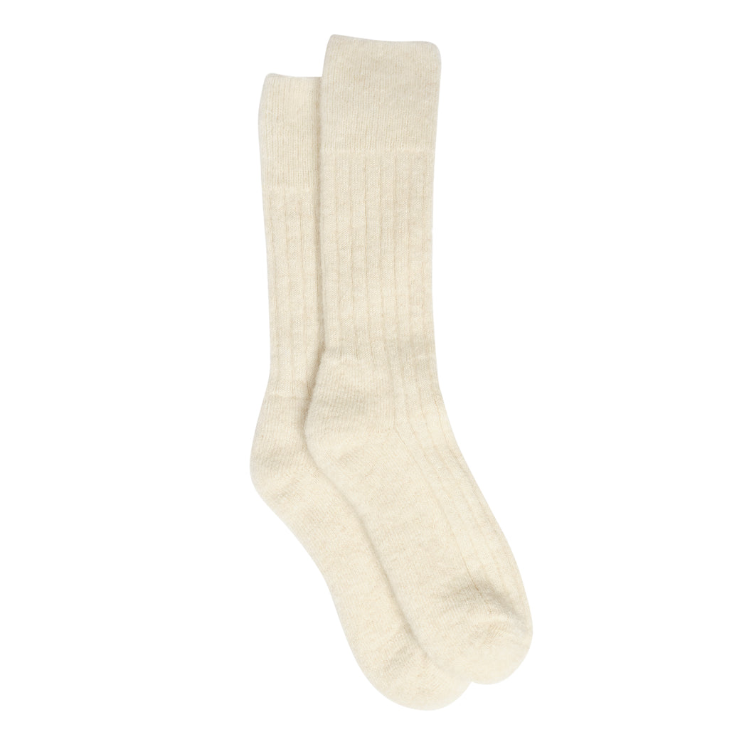 Cream Alpaca Mix Padded Sole Bed Sock