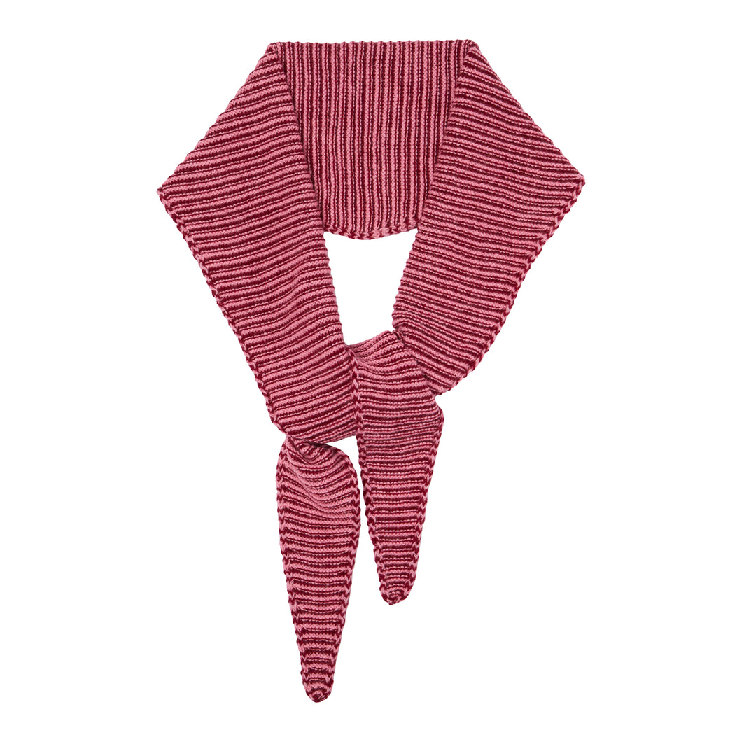 Dusky Pink/Plum Fine Stripe Cashmere Diamond Skinny Scarf
