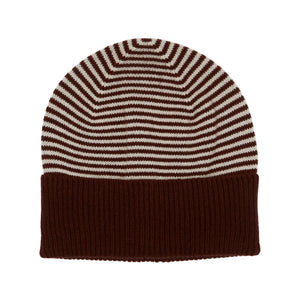 Brown/Camel Fine Stripe Cashmere Beanie