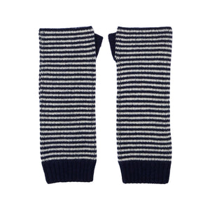Navy/White Fine Stripe Cashmere Wrist Warmer