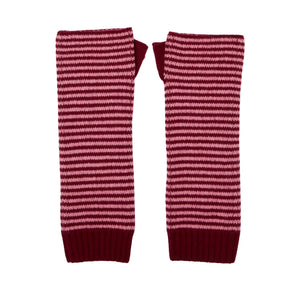 Dusky Pink/Plum Fine Stripe Cashmere Wrist Warmer