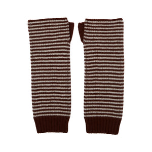 Brown/Camel Fine Stripe Cashmere Wrist Warmer
