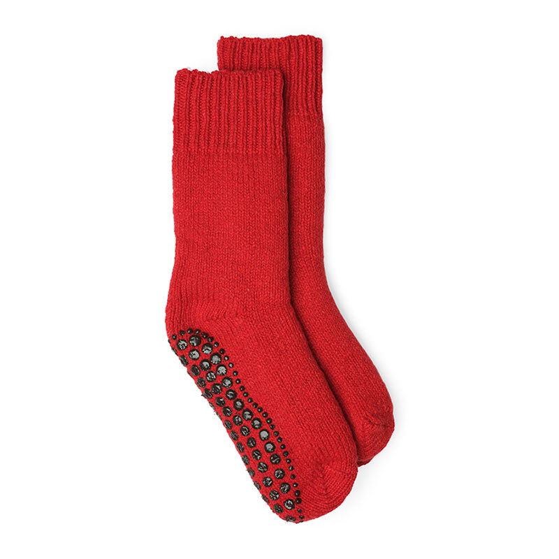 Slipper Socks Plain - Red/Brown