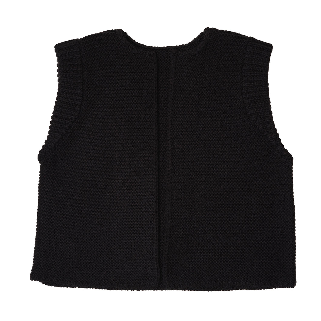 Black Merino Knitted Waistcoat
