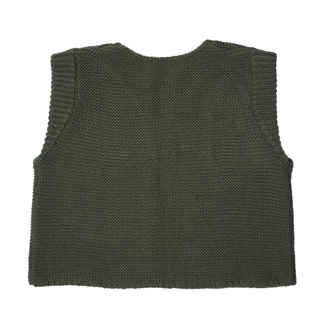 Khaki Merino Knitted Waistcoat