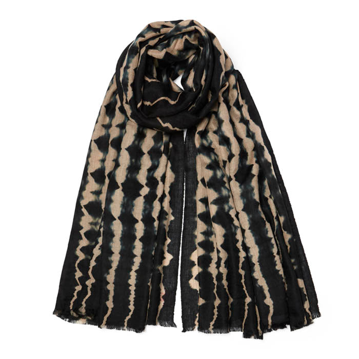 Tie Dye Cashmere Shawl Natural/Black