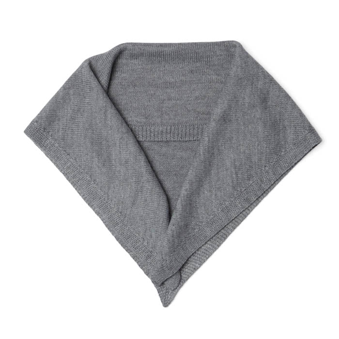 Grey Merino Knitted Triangle Scarf