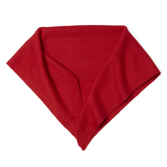 Red Merino Knitted Triangle Scarf