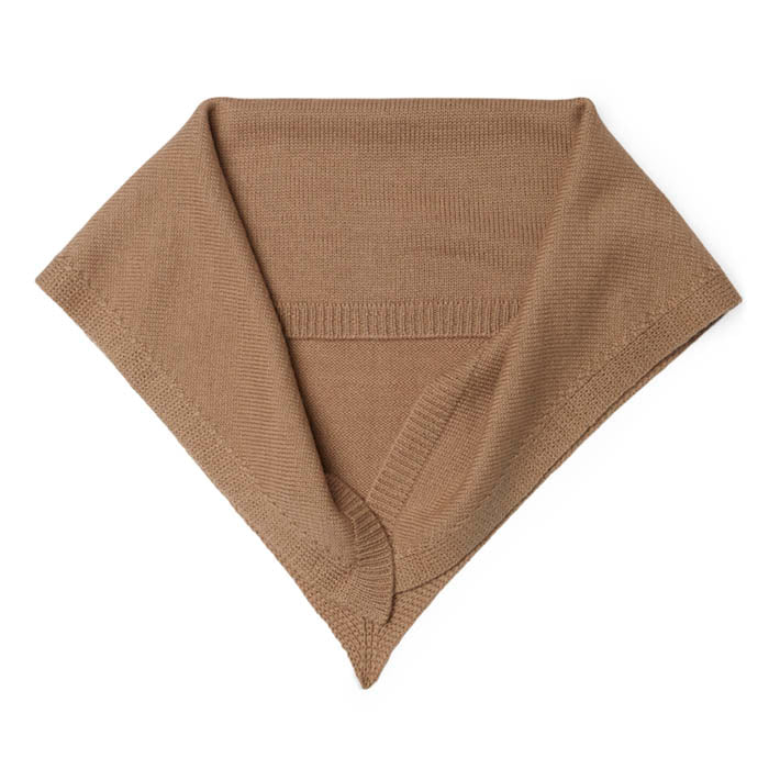 Camel Merino Knitted Triangle Scarf