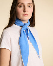 Load image into Gallery viewer, Stitch Edged Cashmere Diamond Skinny Scarf - Bright Cornflower Blue
