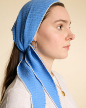 Load image into Gallery viewer, Stitch Edged Cashmere Diamond Skinny Scarf - Bright Cornflower Blue
