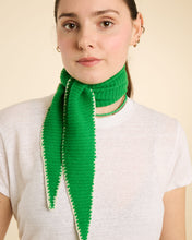 Load image into Gallery viewer, Stitch Edged Cashmere Diamond Skinny Scarf - Bright Green
