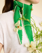 Load image into Gallery viewer, Stitch Edged Cashmere Diamond Skinny Scarf - Bright Green
