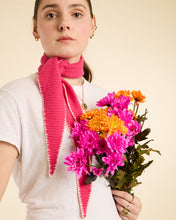 Load image into Gallery viewer, Stitch Edged Cashmere Diamond Skinny Scarf - Bright Pink
