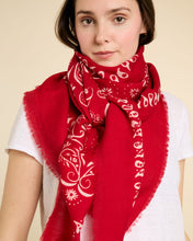 Load image into Gallery viewer, NEW Large Cashmere Printed Bandana - Red/Ecru
