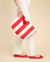 Load image into Gallery viewer, Large Cotton Wash Bag - Red &amp; White Stripe
