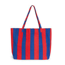 Load image into Gallery viewer, Large  Cotton Tote/Beach Bag - Navy &amp; Red Stripe
