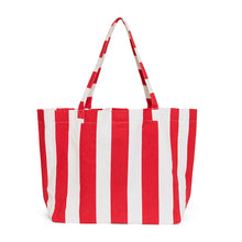 Load image into Gallery viewer, Large  Cotton Tote/Beach Bag - Red &amp; White Stripe
