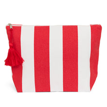 Load image into Gallery viewer, Large Cotton Wash Bag - Red &amp; White Stripe
