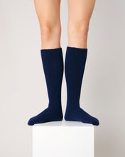 Load image into Gallery viewer, Long Plain Wool Socks - Navy
