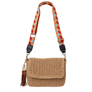 Woven Cross Body Bag with Strap - Natural