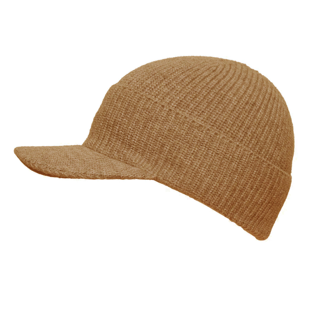 Peaked Cashmere Beanie Hat - Camel