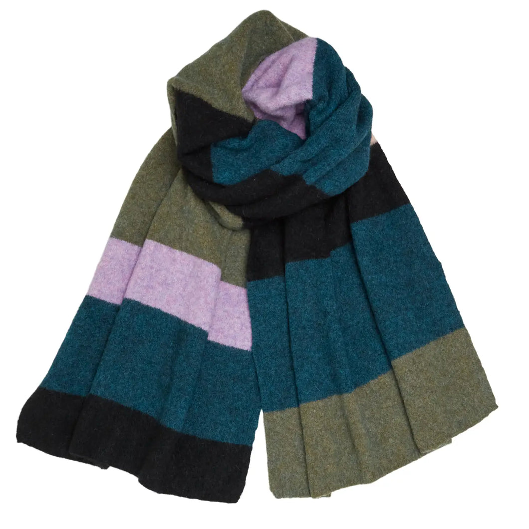 Large Stripe Mohair/Wool Scarf - Multi