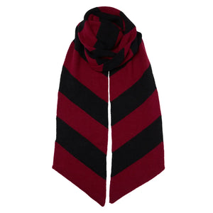 NEW Long Skinny Diagonal Stripe Cashmere Scarf - Plum/Black