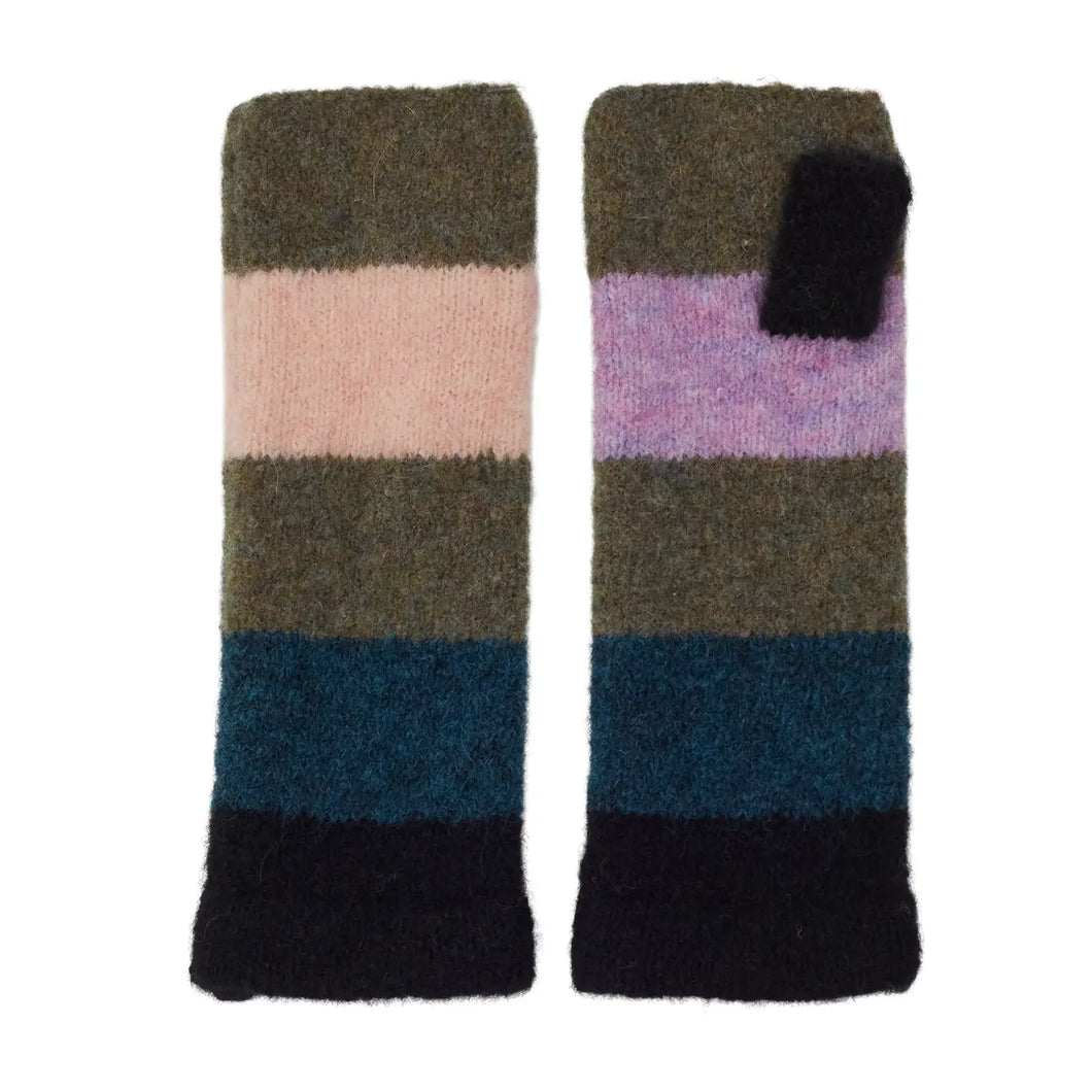 Large Stripe Mohair/Wool Wrist Warmer - Multi