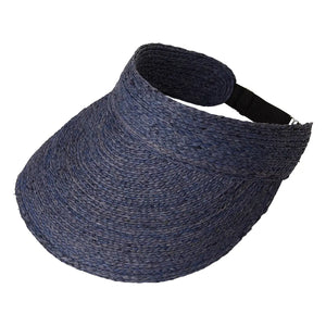 Natural Straw Peak Raffia Hat - Navy