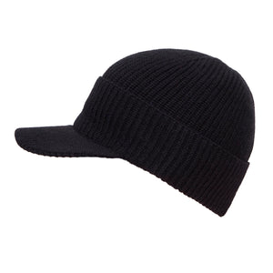 Peaked Cashmere Beanie Hat - Black