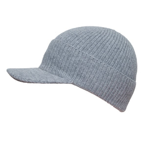 Peaked Cashmere Beanie Hat - Grey