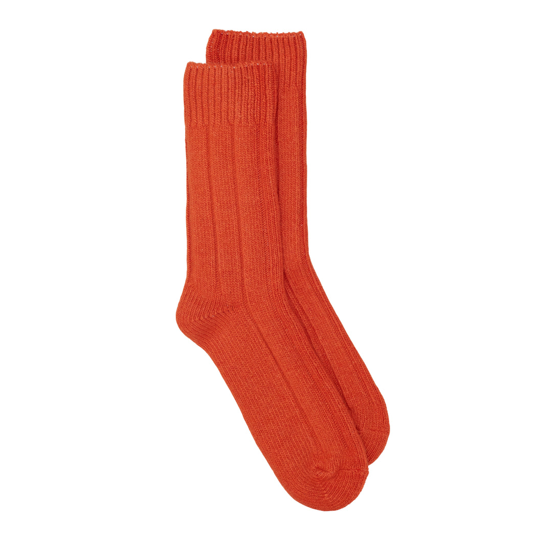 Plain Recycled Wool Ankle Sock - Orange