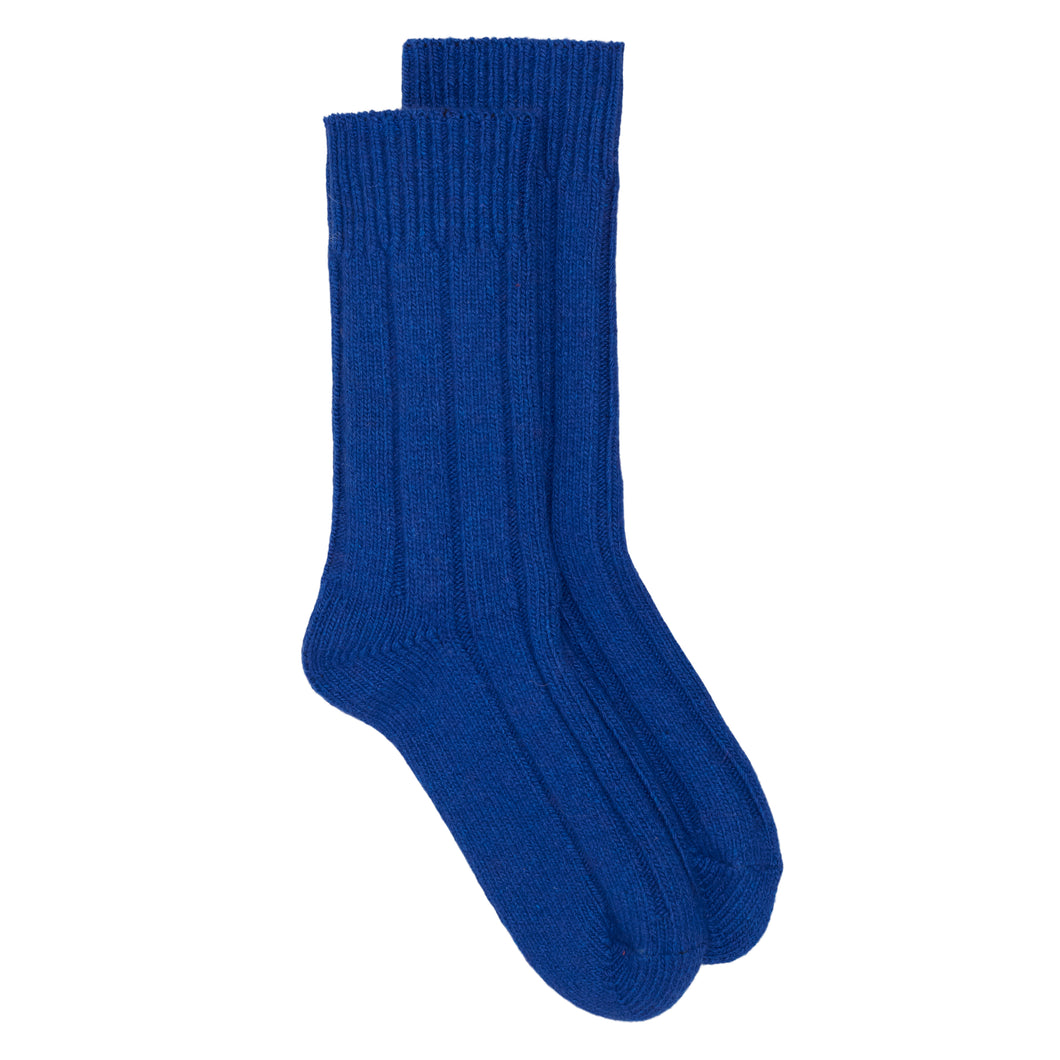 Plain Recycled Wool Ankle Sock - Blue