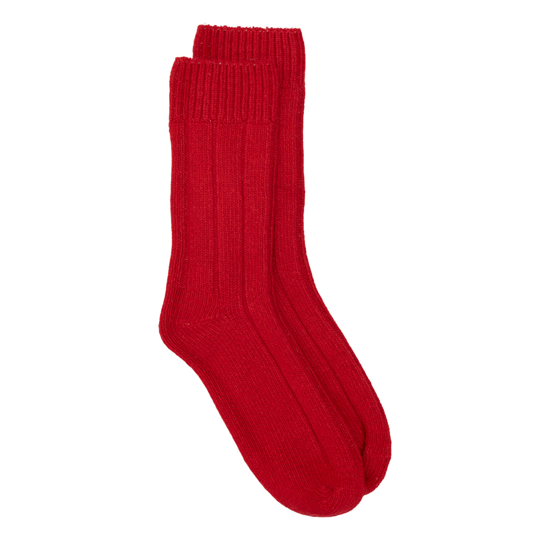 Plain Recycled Wool Ankle Sock - Red