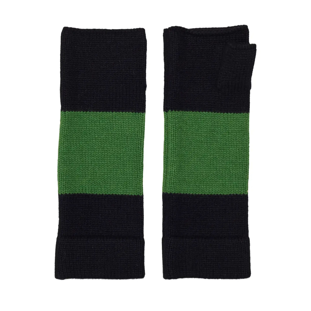 Big Stripe Cashmere Wrist Warmer - Black/Green