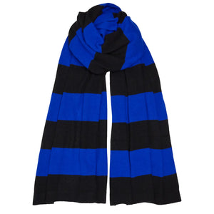 Cashmere Knitted Big Stripe Scarf - Black/Blue