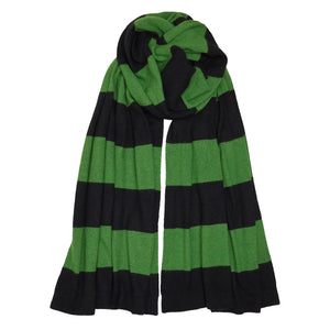 Cashmere Knitted Big Stripe Scarf - Black/Green
