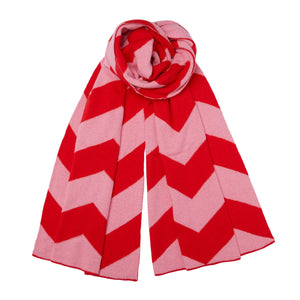 NEW Chevron Cashmere Scarf - Pink/Red