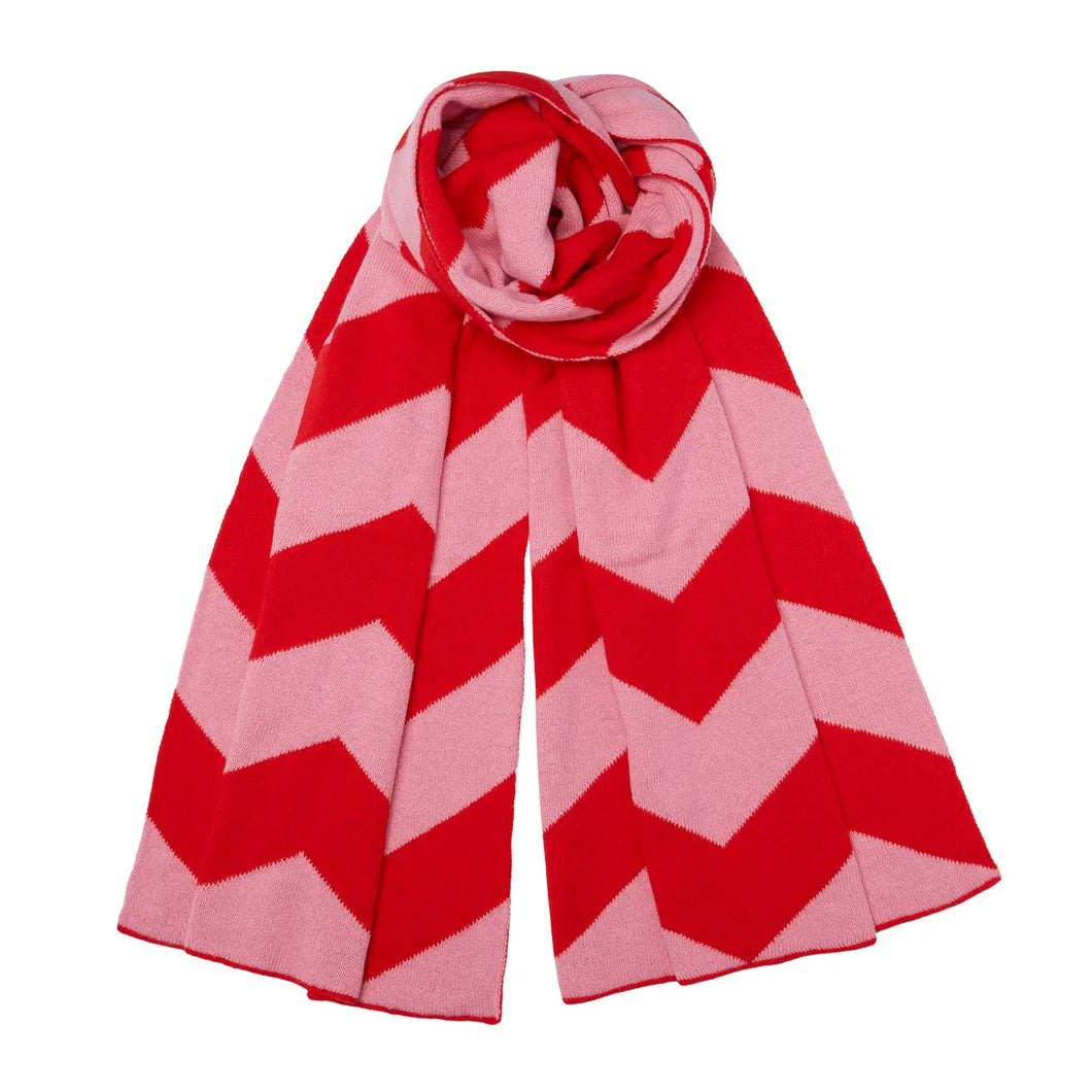 NEW Chevron Cashmere Scarf - Pink/Red