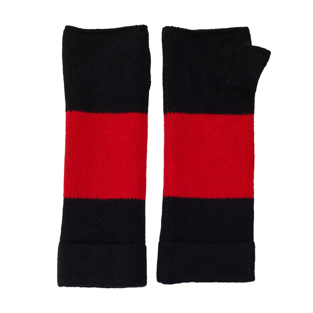 Big Stripe Cashmere Wrist Warmer - Black/Red